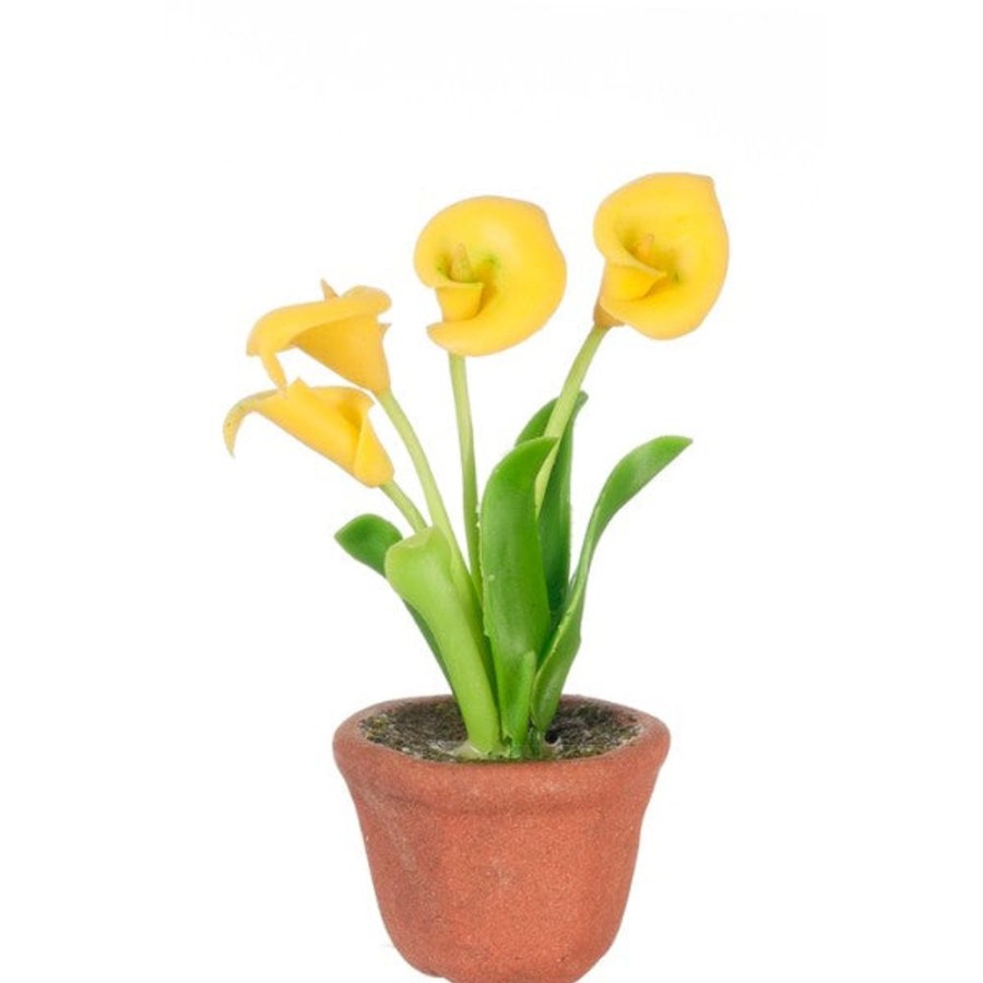 Dollhouse Miniatures Aztec | Yellow Dollhouse Miniature Potted Anthurium