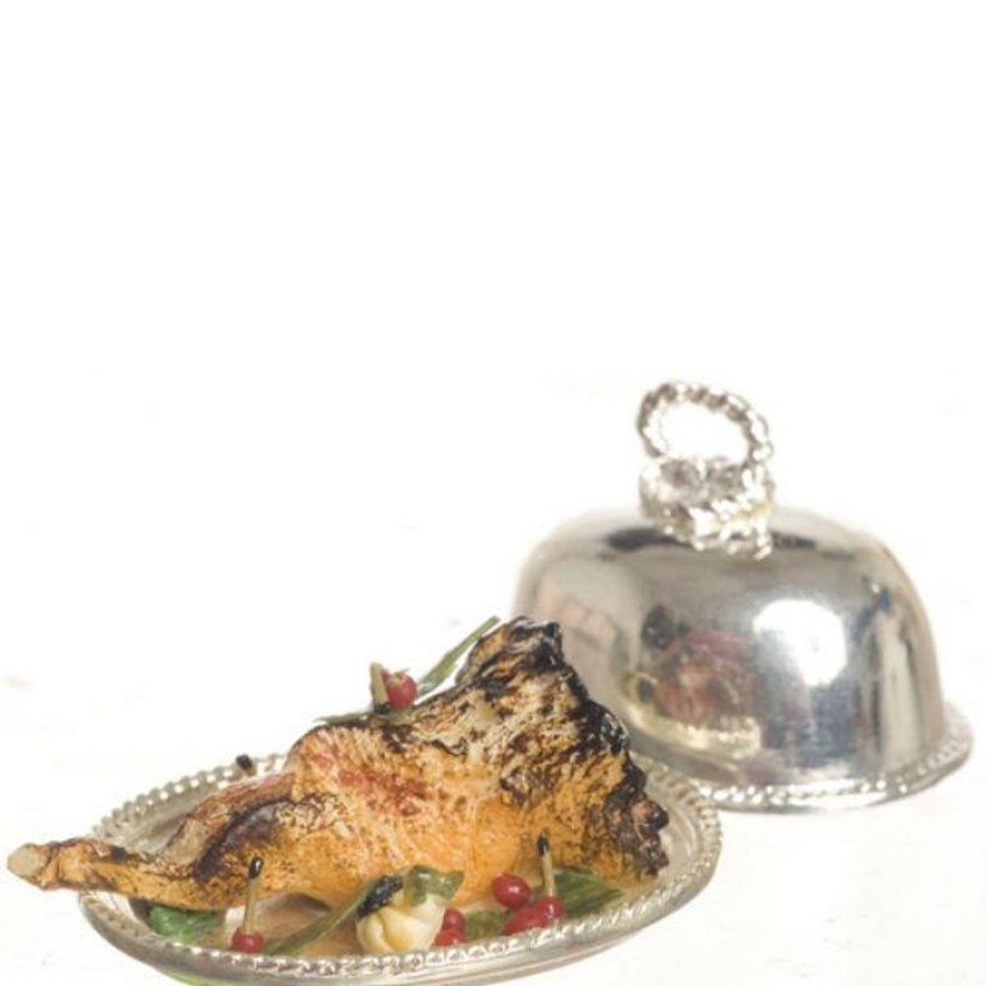 Dollhouse Miniatures Aztec | Dollhouse Miniature Leg Of Lamb On A Metal Tray