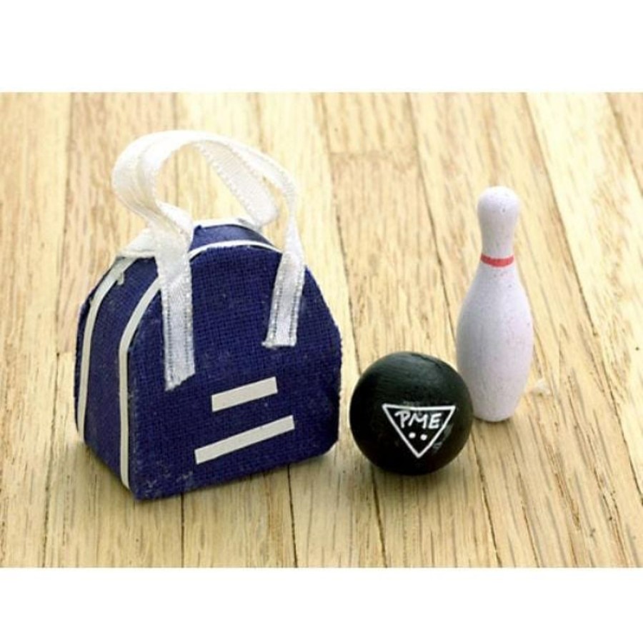 Dollhouse Miniatures Aztec | Dollhouse Miniature Bowling Bag, Ball & Pin