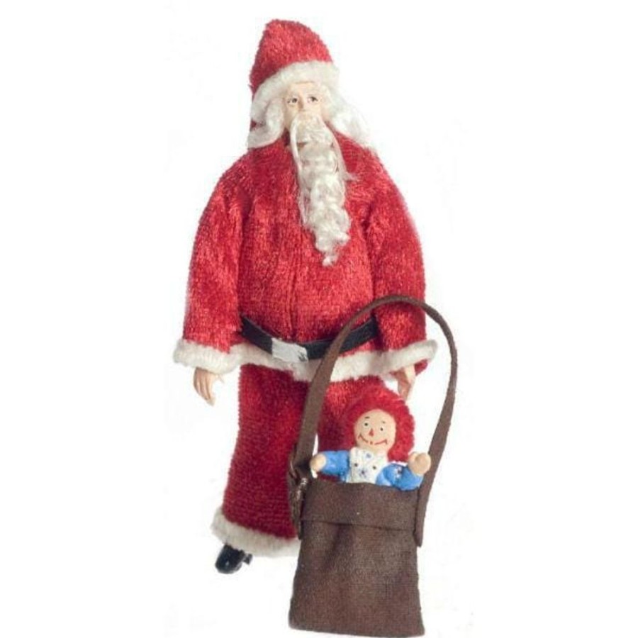 Dollhouse Miniatures Aztec | 1/24 Scale Santa With Gift Bag