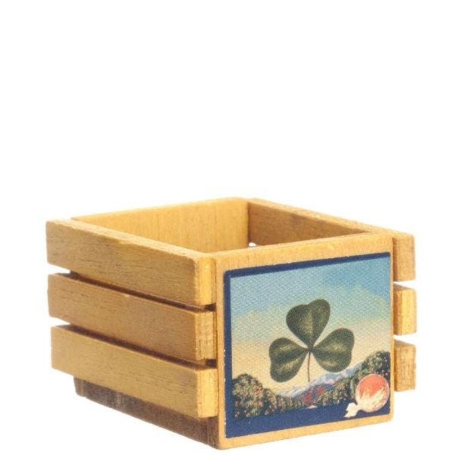 Dollhouse Miniatures Aztec | Dollhouse Miniature Fruit Crate With Shamrock Decal