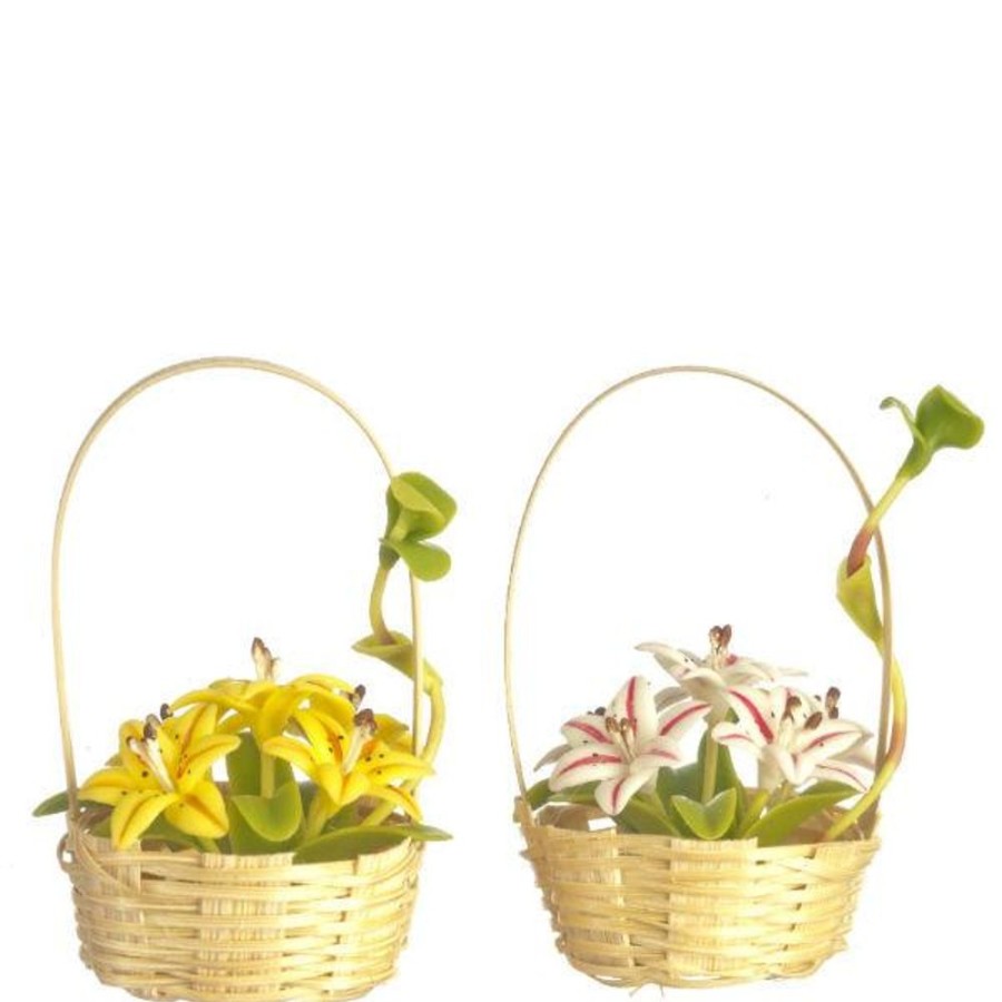 Dollhouse Miniatures Aztec | Dollhouse Miniature Lilies In Handmade Baskets