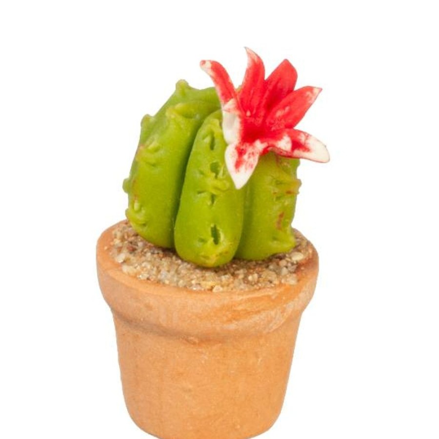 Dollhouse Miniatures Aztec | Dollhouse Miniature Cactus With A Red Flower