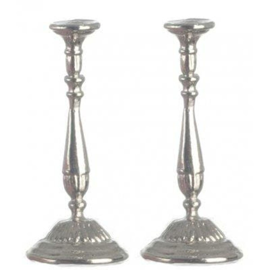 Dollhouse Miniatures Aztec | Dollhouse Miniature Silver Candlesticks