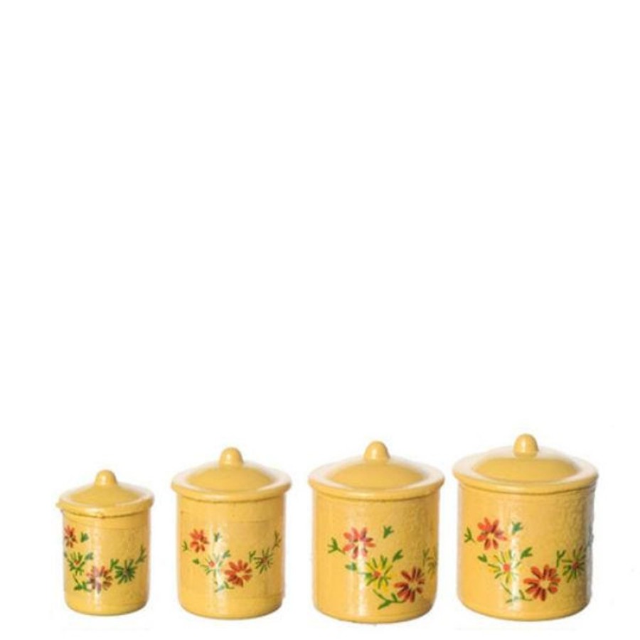 Dollhouse Miniatures Aztec | Yellow Dollhouse Miniature Canisters