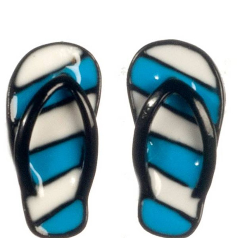 Dollhouse Dolls Aztec | Blue & White Dollhouse Miniature Sandals