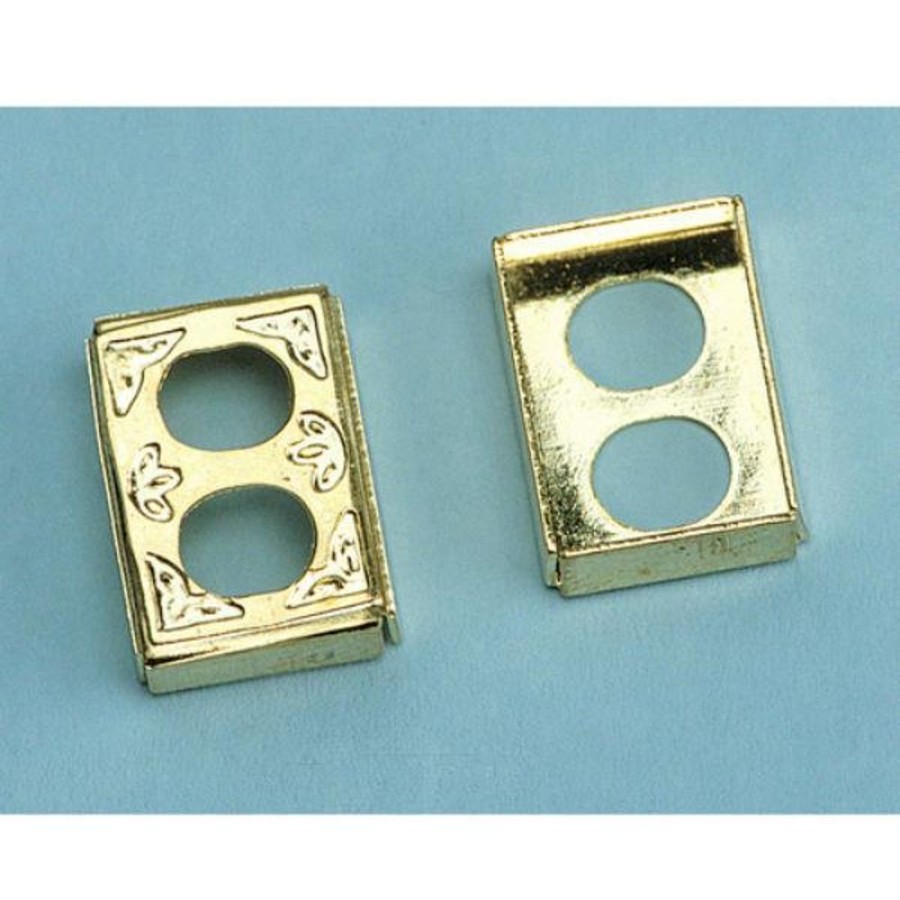 Dollhouse Building Supplies Aztec | Brass Dollhouse Miniature Wall Outlet Cover