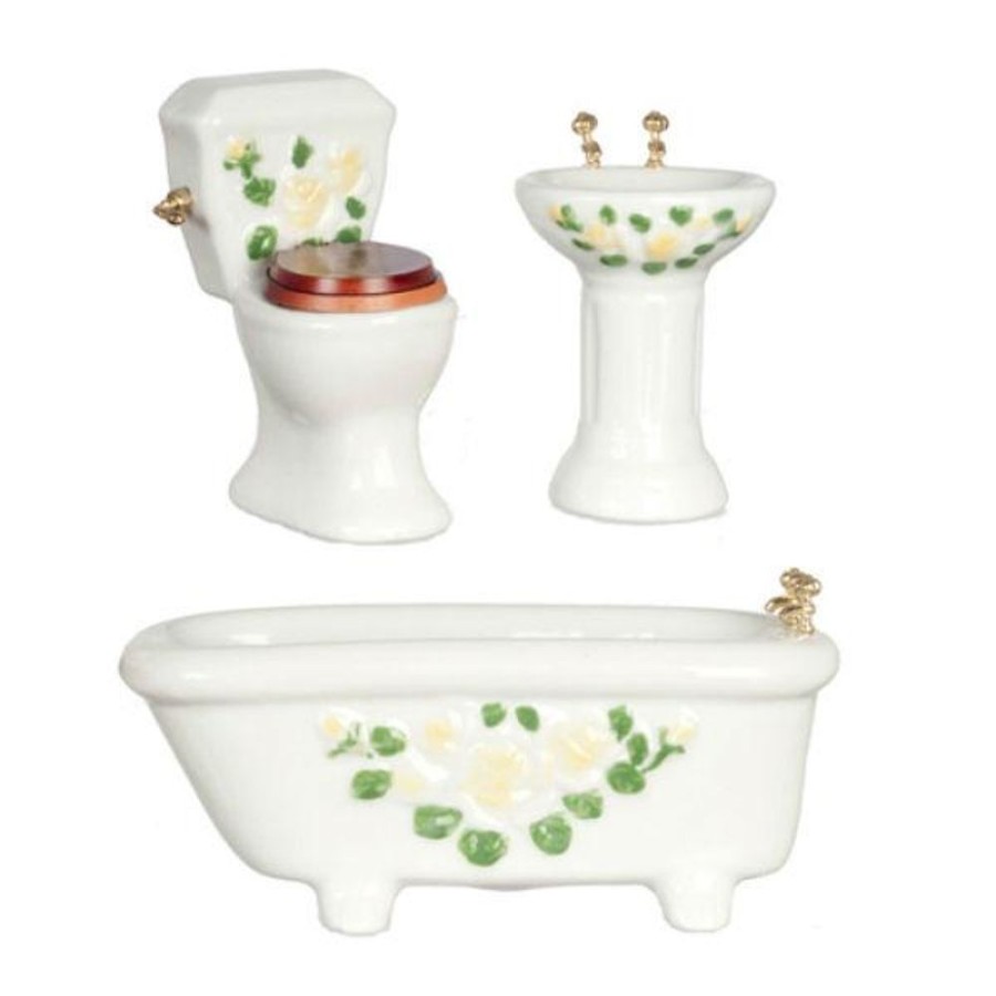 Dollhouse Miniatures Aztec | 3-Piece Vine & Floral Dollhouse Miniature Bathroom Set