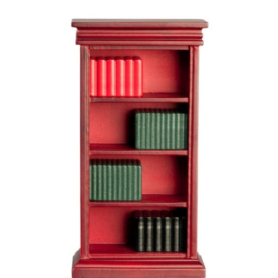 Dollhouse Miniatures Aztec | Mahogany Dollhouse Miniature Bookshelf With Books