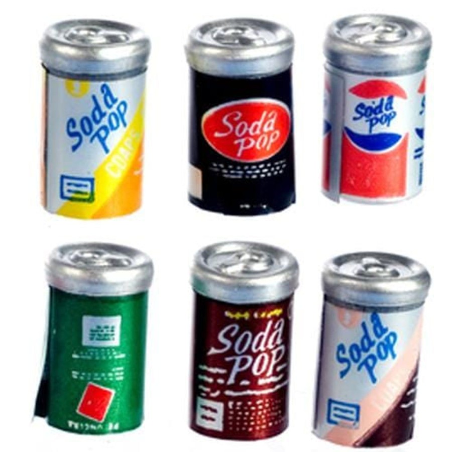 Dollhouse Miniatures Aztec | 6 Assorted Dollhouse Miniature Soda Cans