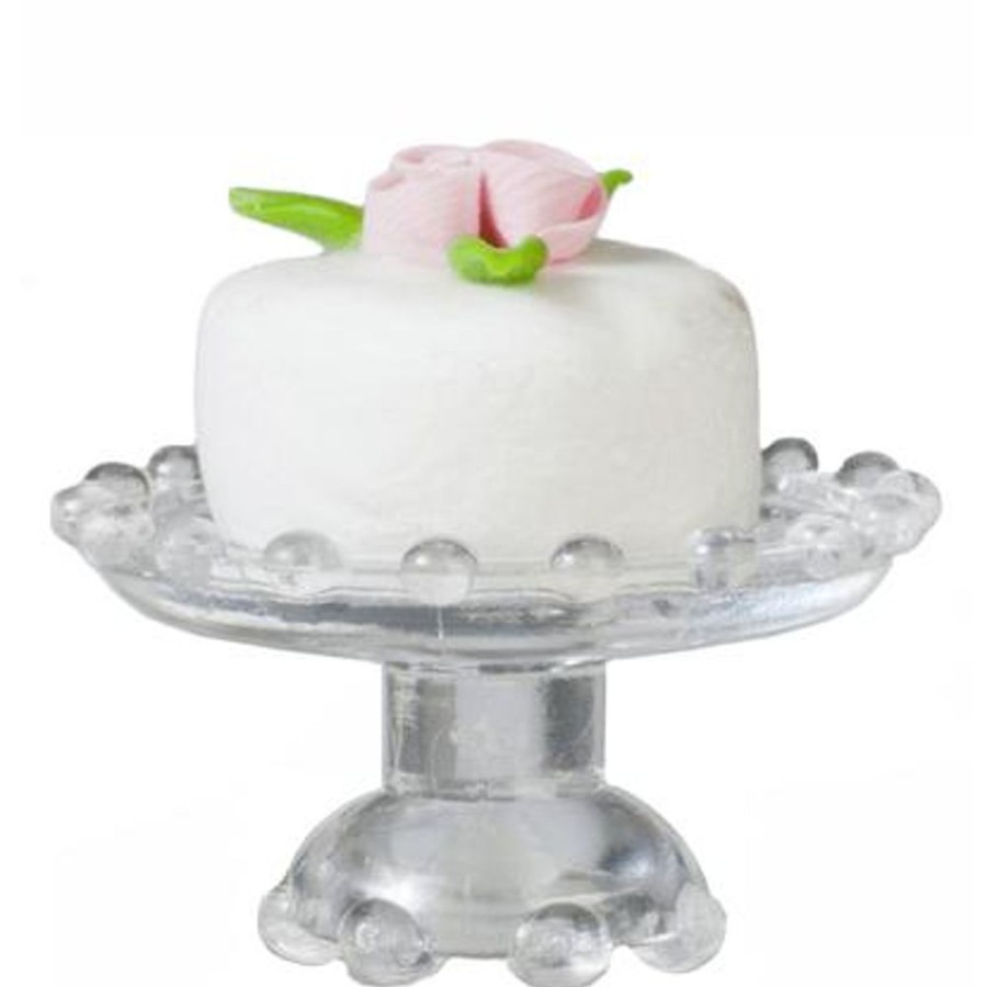 Dollhouse Miniatures Aztec | White Dollhouse Miniature Cake On A Stand