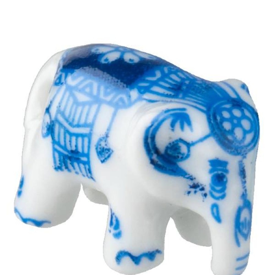 Dollhouse Miniatures Aztec | Blue & White Dollhouse Miniature Porcelain Elephant