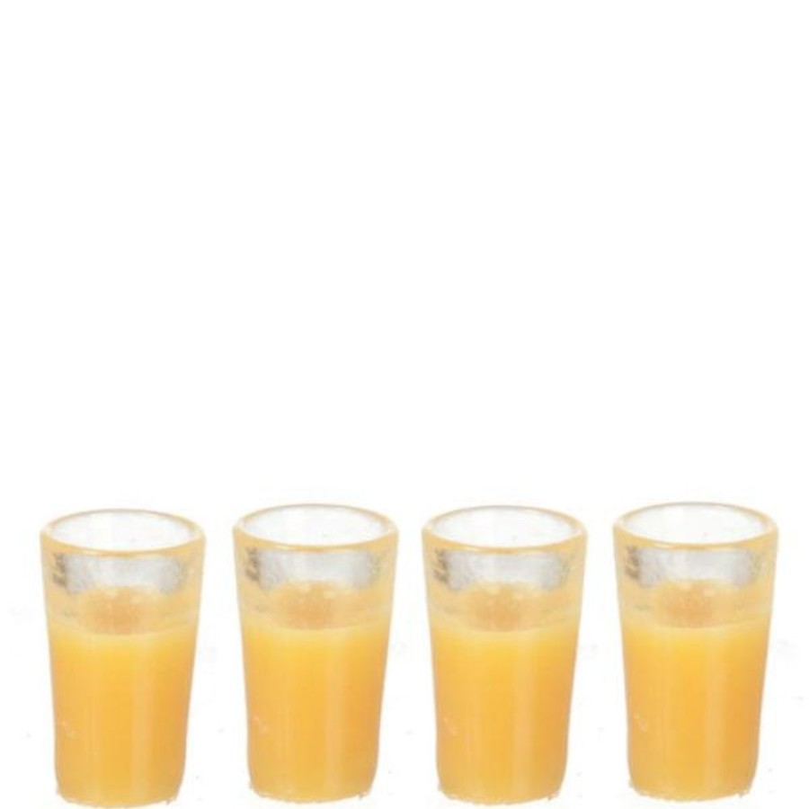 Dollhouse Miniatures Aztec | 4 Glasses Of Dollhouse Miniature Orange Juice