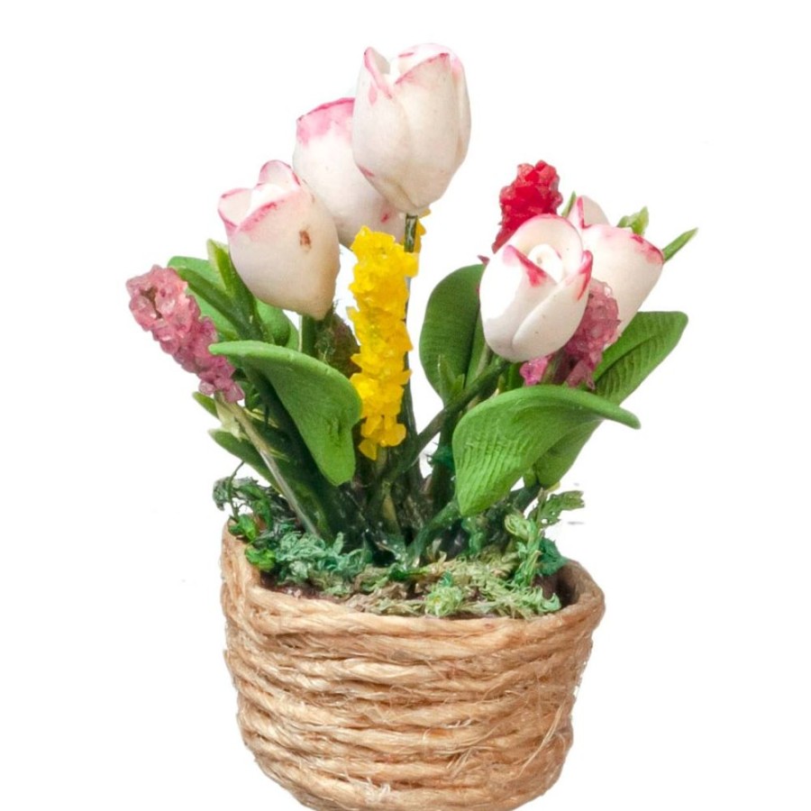 Dollhouse Miniatures Aztec | Dollhouse Miniature Tulips In A Basket