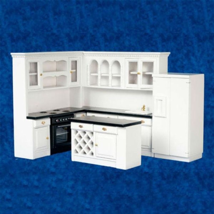 Dollhouse Miniatures Aztec | 8-Piece Modern Black & White Dollhouse Miniature Kitchen Set