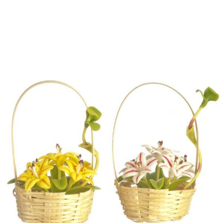 Dollhouse Miniatures Aztec | Dollhouse Miniature Easter Lilies In Handmade Baskets