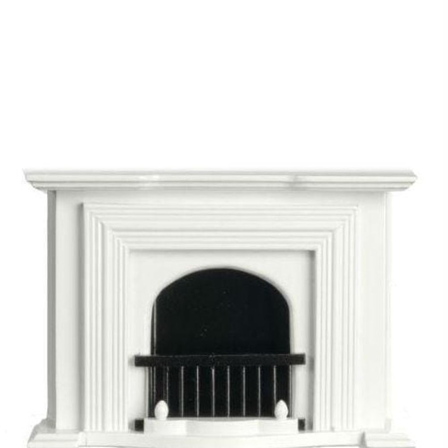 Dollhouse Miniatures Aztec | White Dollhouse Miniature Fireplace