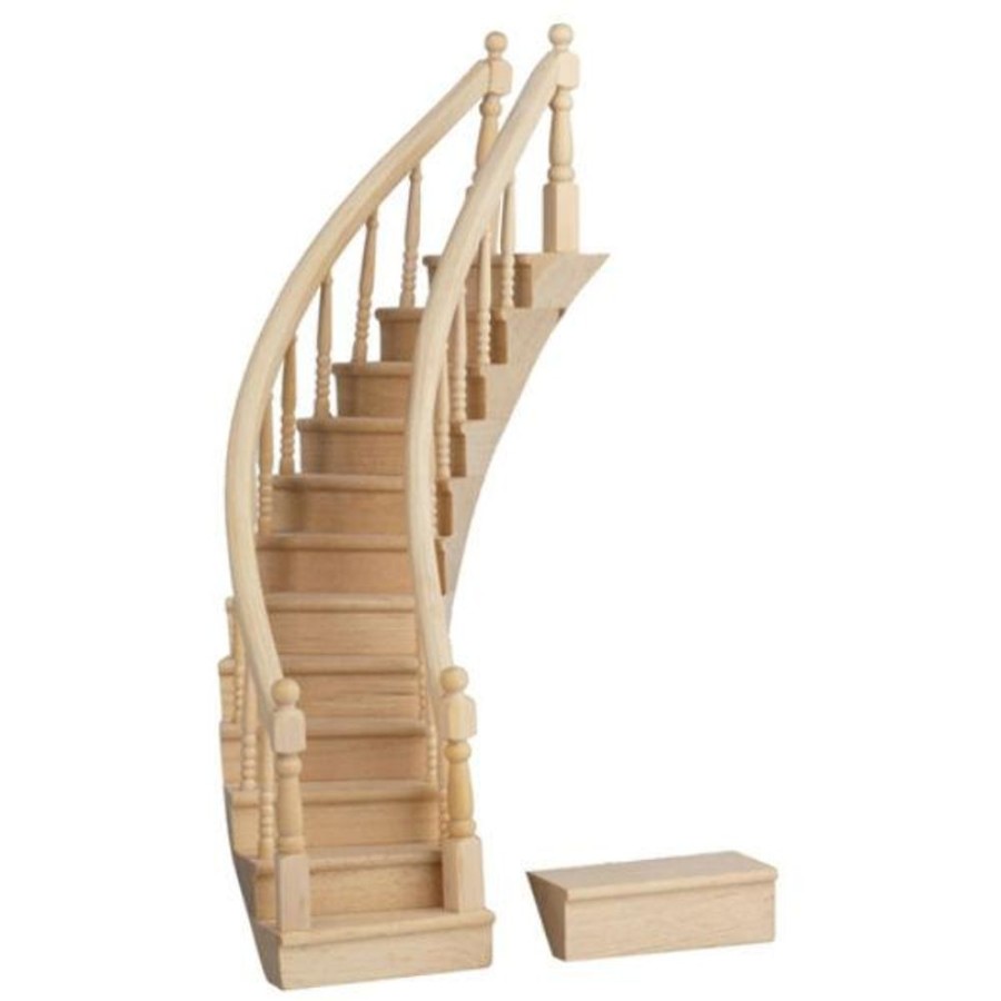 Dollhouse Building Supplies Aztec | Dollhouse Miniature Curved Staircase (Right Or Left Curving)