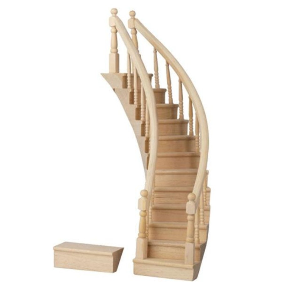 Dollhouse Building Supplies Aztec | Dollhouse Miniature Curved Staircase (Right Or Left Curving)