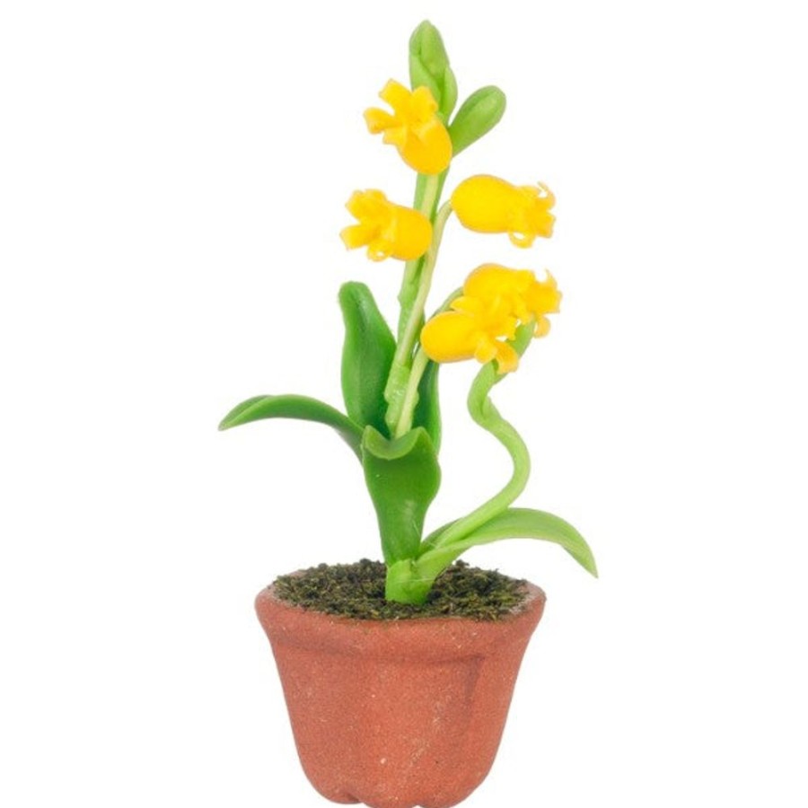 Dollhouse Miniatures Aztec | Potted Yellow Dollhouse Miniature Lilies