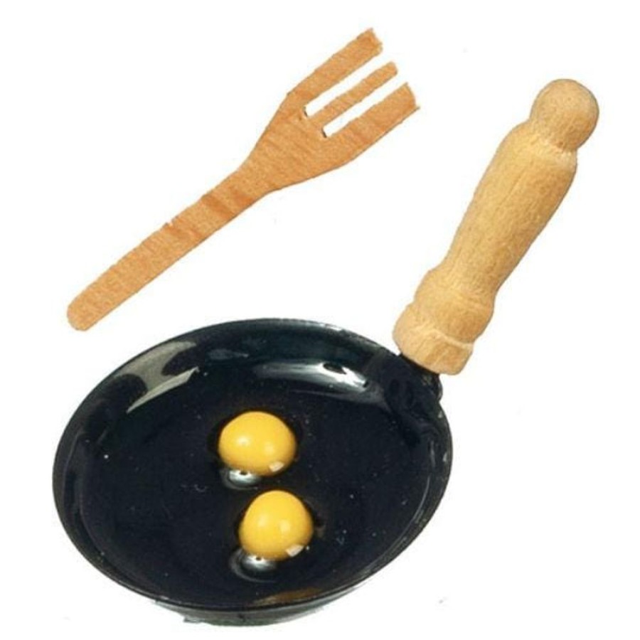 Dollhouse Miniatures Aztec | Dollhouse Miniature Frying Pan With Eggs