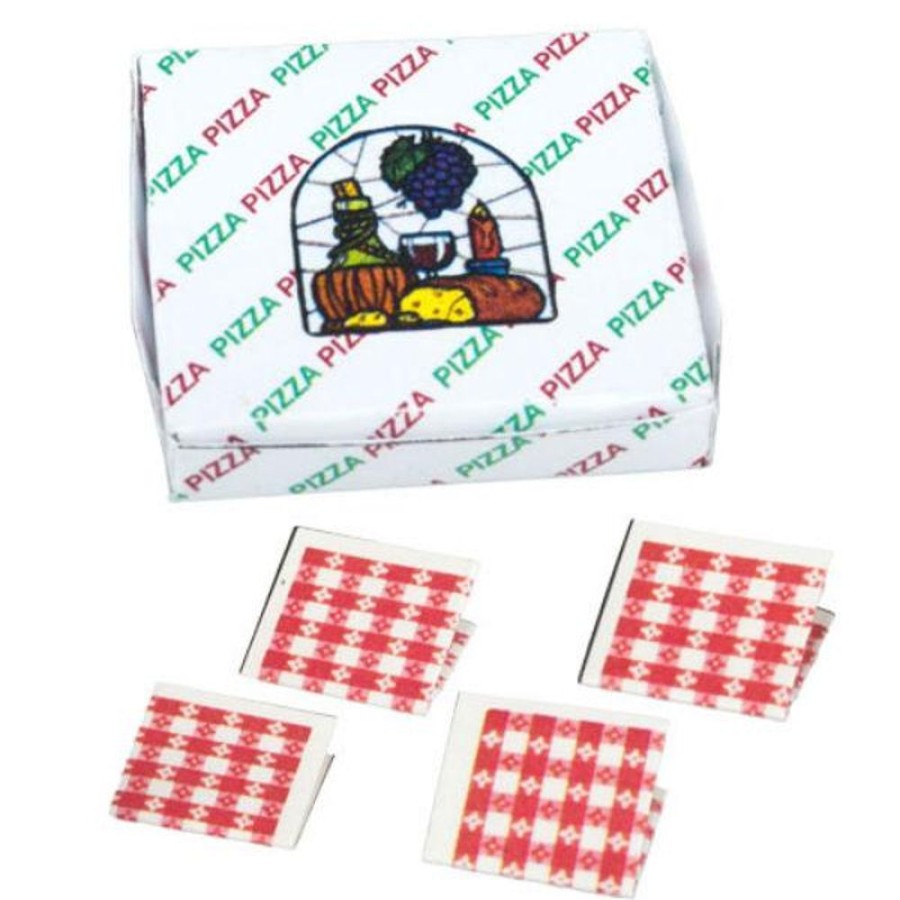 Dollhouse Miniatures Aztec | Dollhouse Miniature Pizza Box With Four Napkins