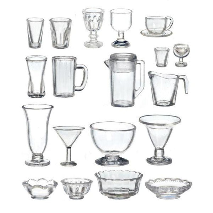 Dollhouse Miniatures Aztec | 21-Piece Dollhouse Miniature Glassware Set