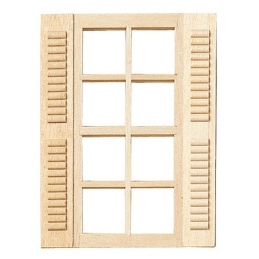 Dollhouse Building Supplies Aztec | Standard 8-Light Dollhouse Miniature Window With Shutters