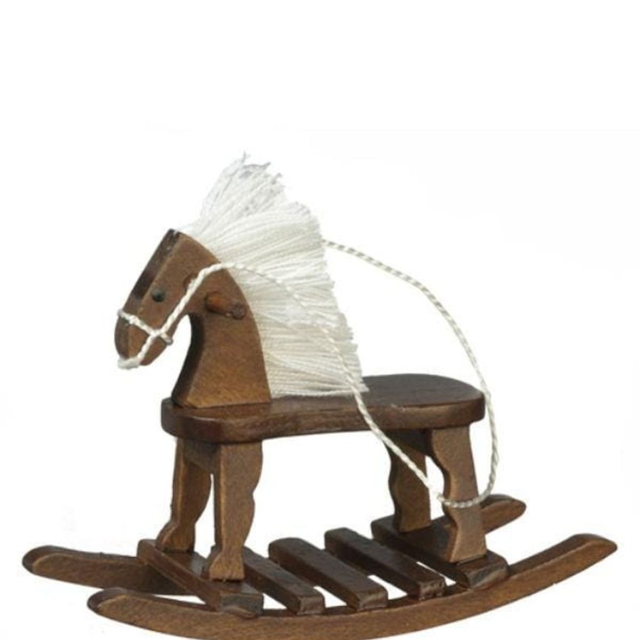 Dollhouse Miniatures Aztec | Walnut Dollhouse Miniature Rocking Horse