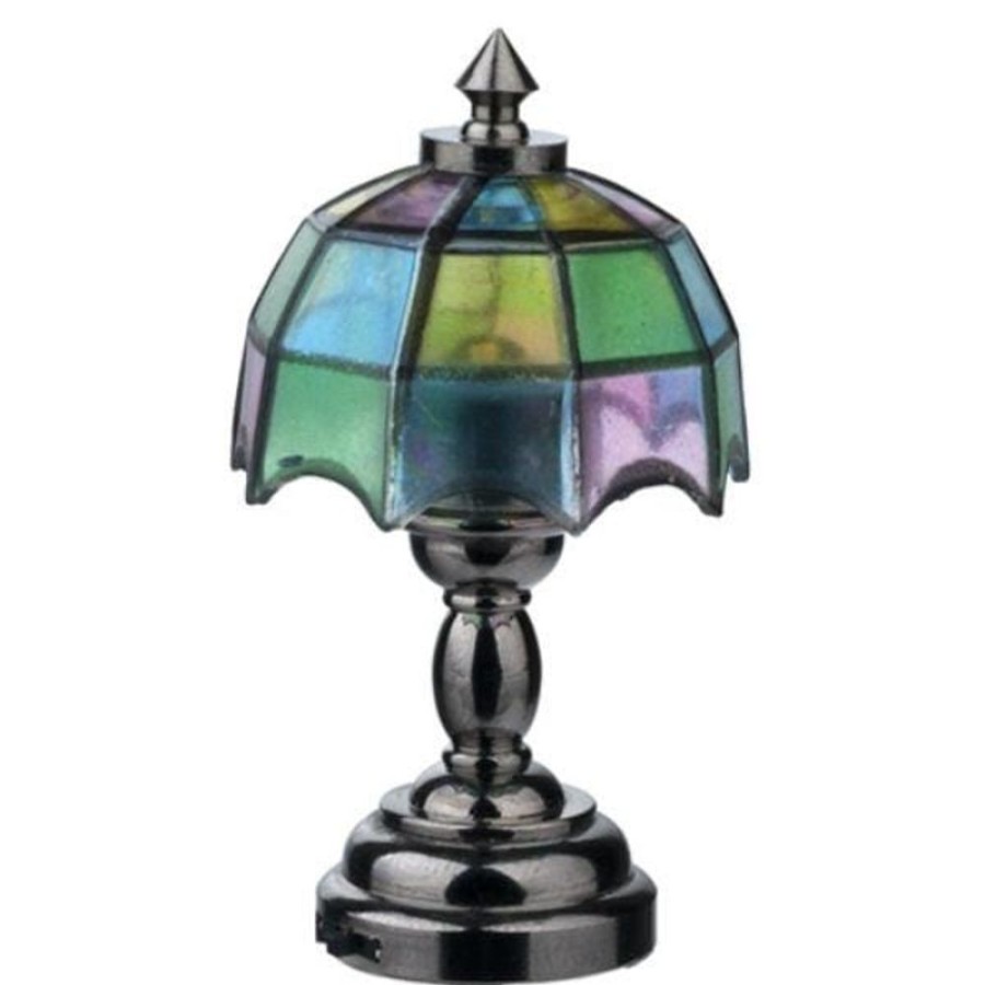 Dollhouse Miniatures Aztec | Battery-Operated Dollhouse Miniature Tiffany Table Lamp