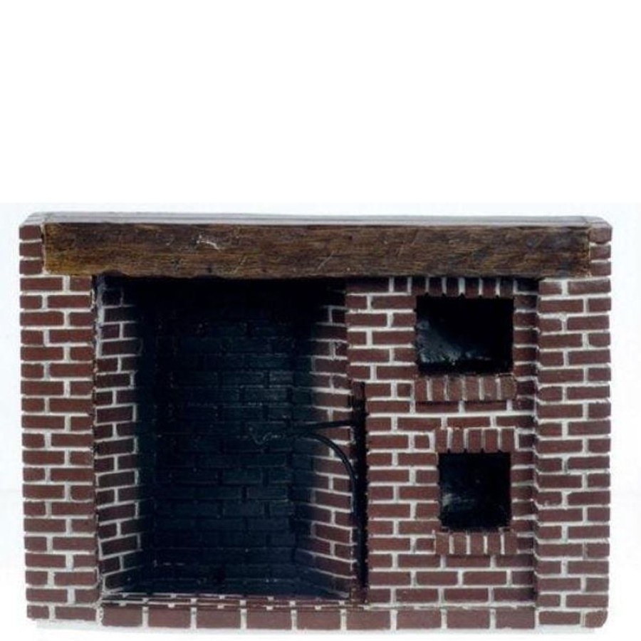 Dollhouse Miniatures Aztec | Red Brick Colonial Dollhouse Miniature Fireplace