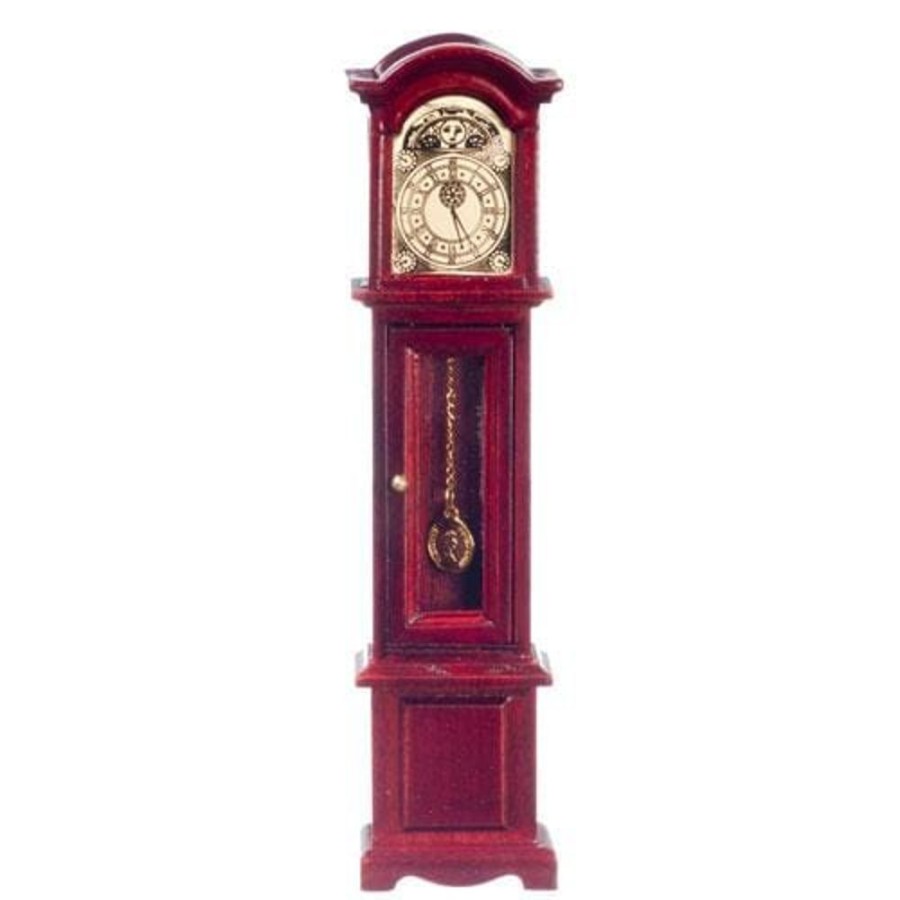 Dollhouse Miniatures Aztec | Mahogany Dollhouse Miniature Grandfather Clock