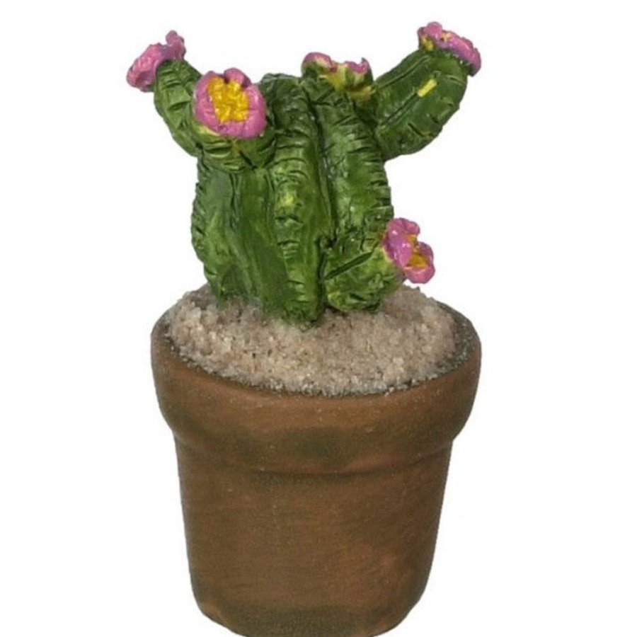 Dollhouse Miniatures Aztec | Pink Dollhouse Miniature Potted Cactus