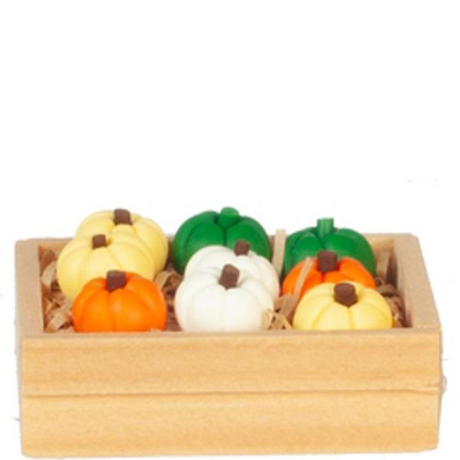 Dollhouse Miniatures Aztec | Dollhouse Miniature Crate With 9 Pumpkins