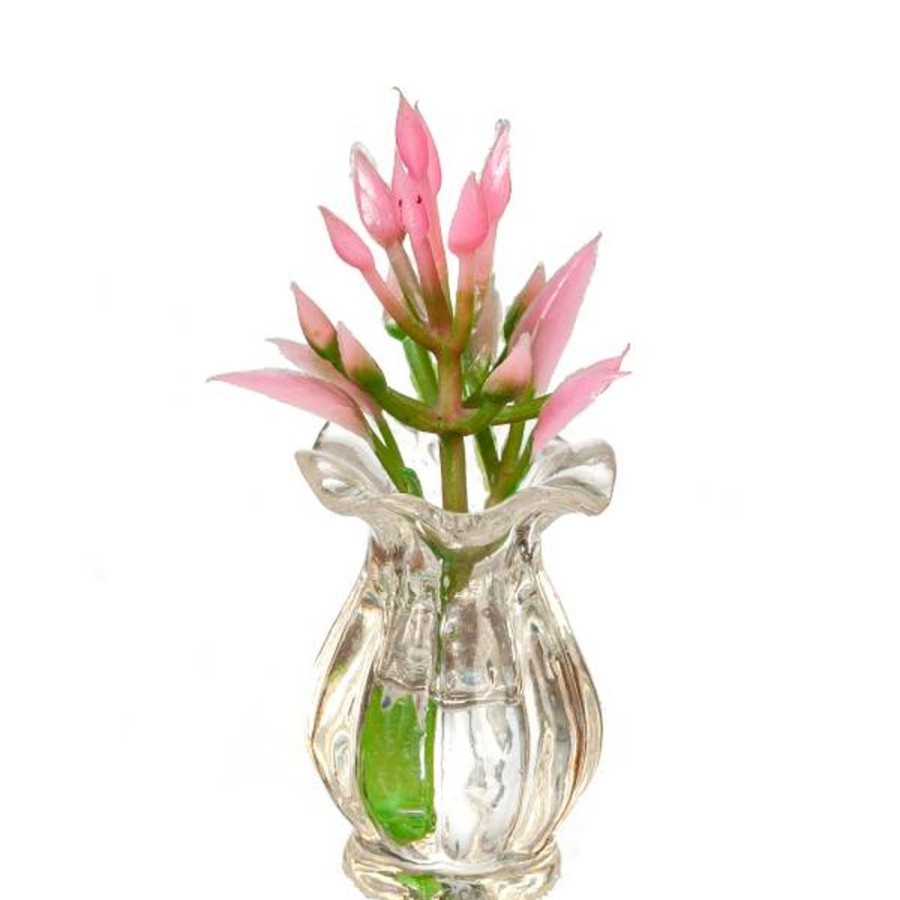 Dollhouse Miniatures Aztec | Dollhouse Miniature Pink Flowers In Clear Vase