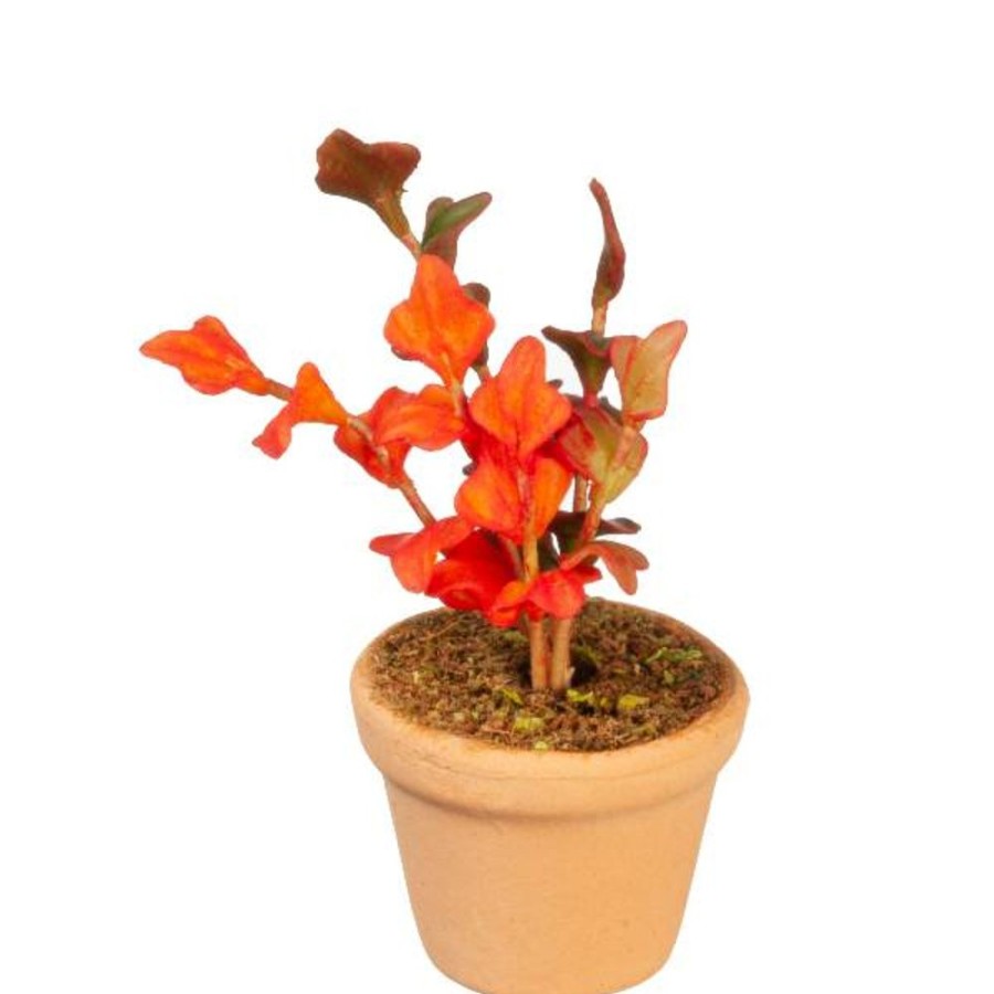 Dollhouse Miniatures Aztec | Red & Orange Dollhouse Miniature Potted Plant