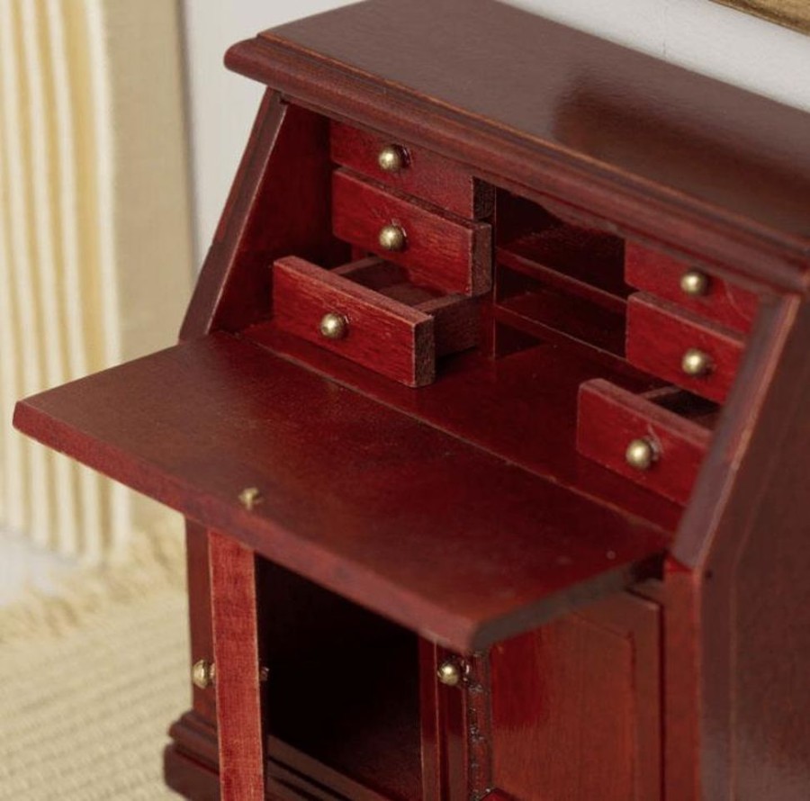 Dollhouse Miniatures Aztec | Dollhouse Miniature Mahogany Desk