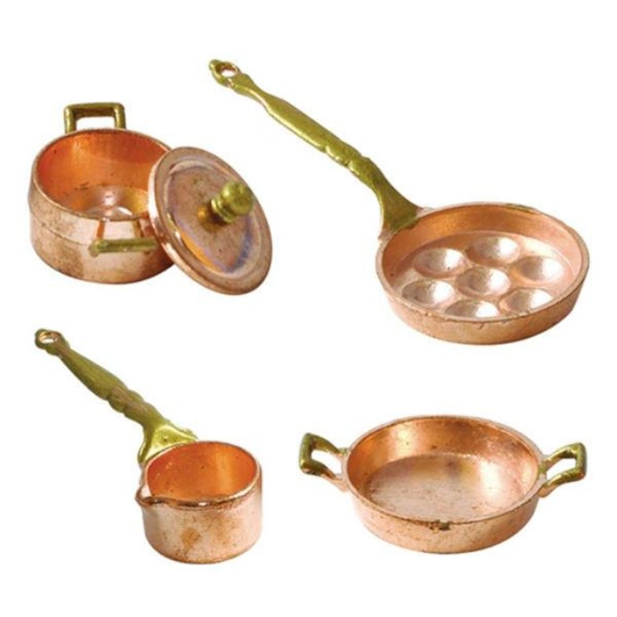 Dollhouse Miniatures Aztec | Dollhouse Miniature Copper Pot & Pan Set