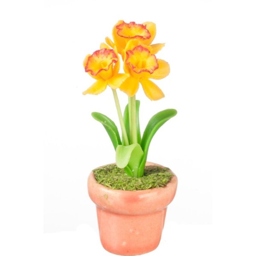 Dollhouse Miniatures Aztec | Peach Dollhouse Miniature Daffodils In A Pot