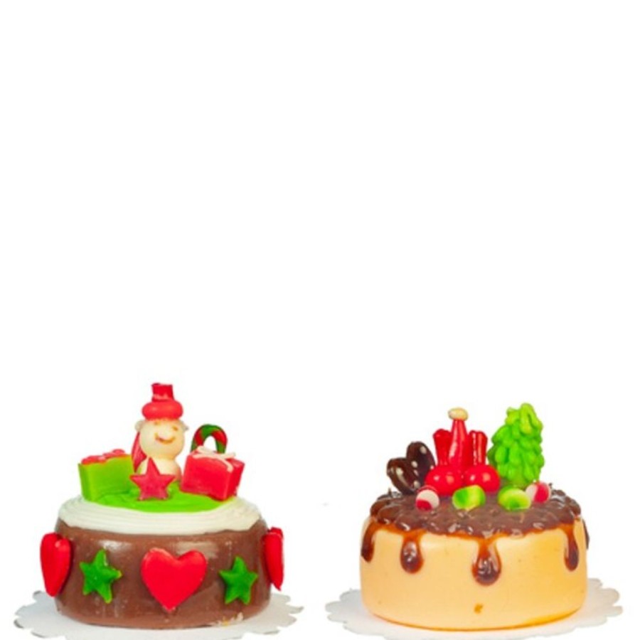 Dollhouse Miniatures Aztec | 2 Dollhouse Miniature Christmas Cakes