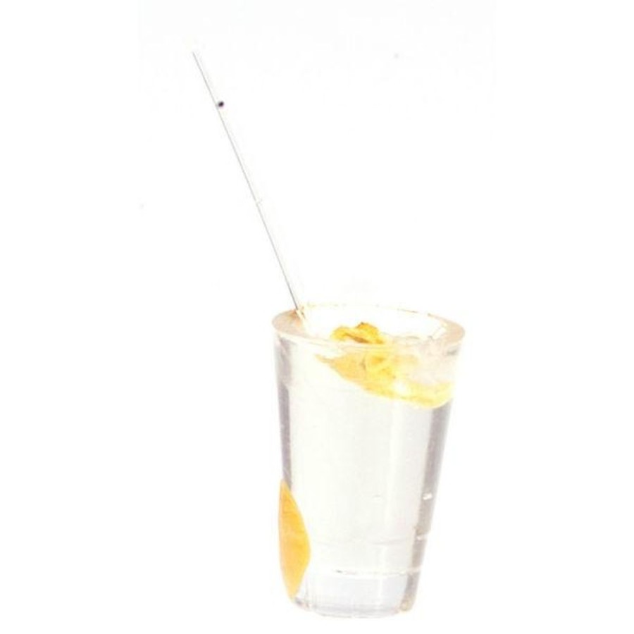 Dollhouse Miniatures Aztec | Dollhouse Miniature Glass Of Water With Lemon & Straw